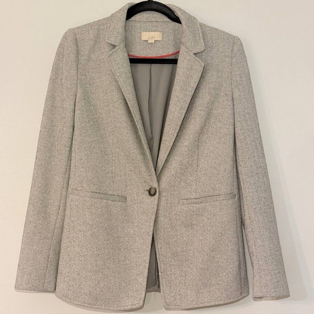 Ann Taylor Loft Womens Blazer Jacket Size 4 Grey